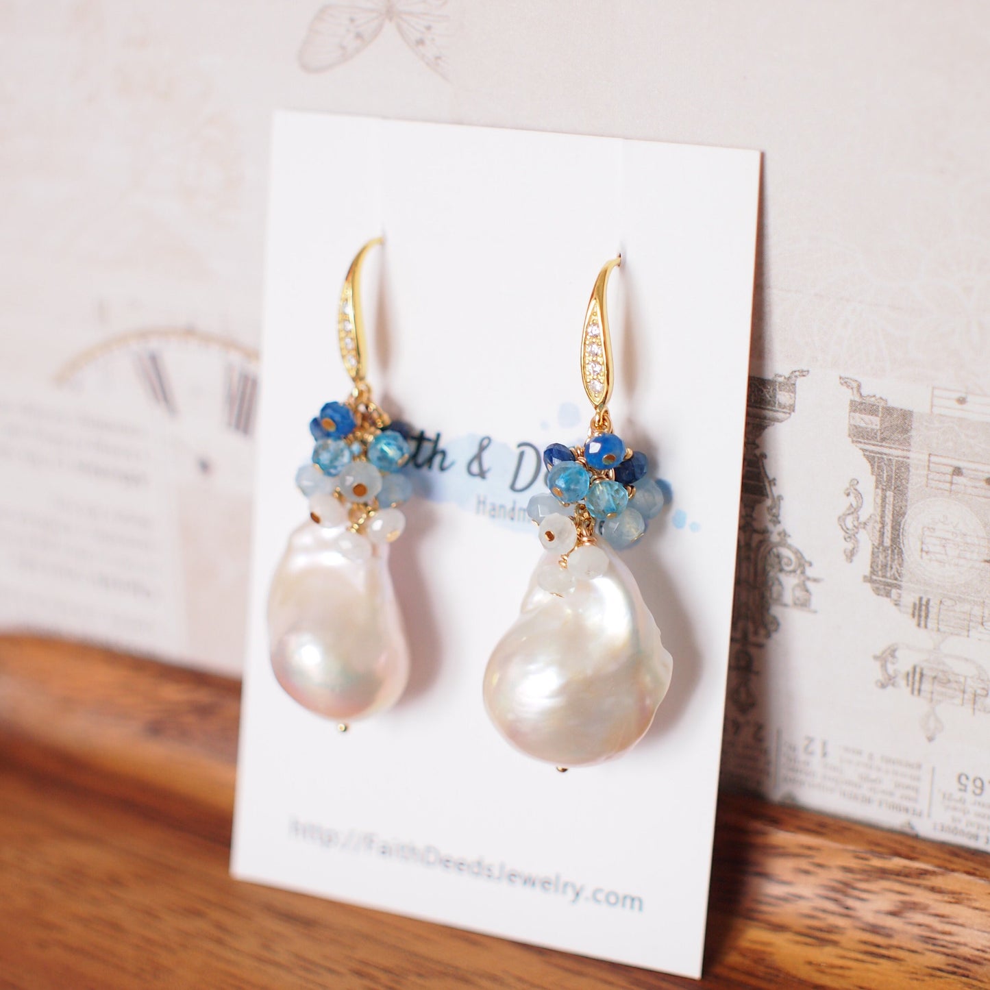 Baroque Pearl Earrings // Flameball Pearls // Aquamarine x Topaz x Chalcedony x Kyanite // 14K Gold-filled // Elegant & Timeless