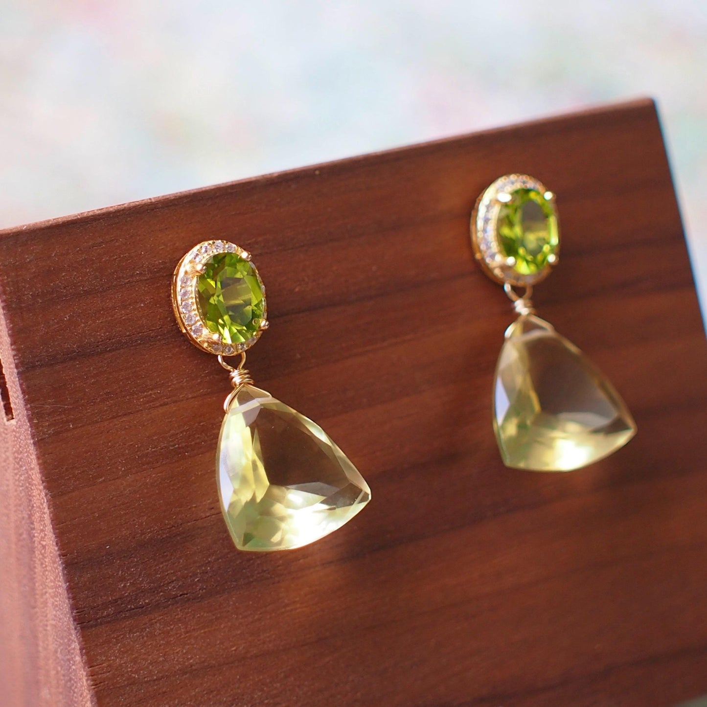 Gem Stone Earrings // Sparkly & Elegant // 18K Gold Plated Over Sterling Silver