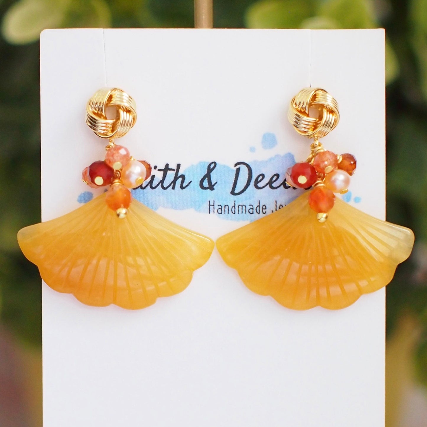Type A Yellow Jade Earrings // Statement Earrings // Gems Cluster // Charming & Elegant