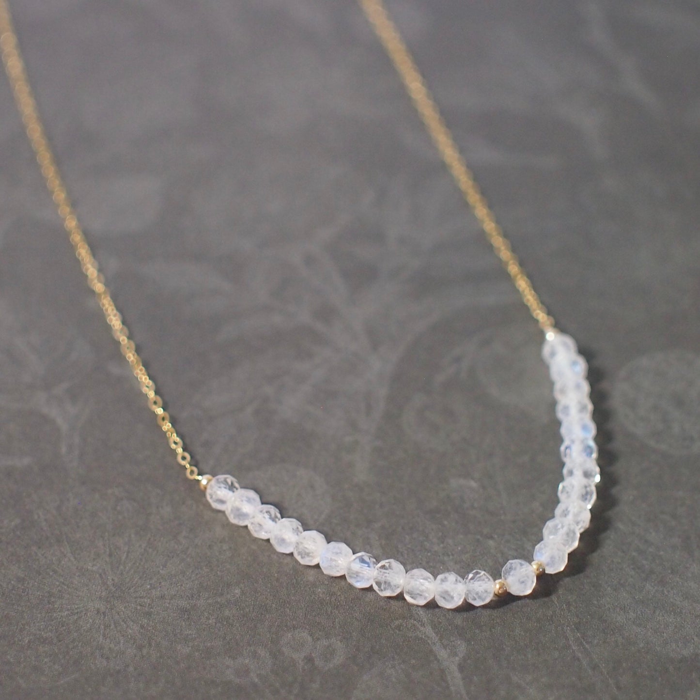Rainbow Moonstone Rondelle Necklace // 14K Gold-filled // Dainty & Graceful