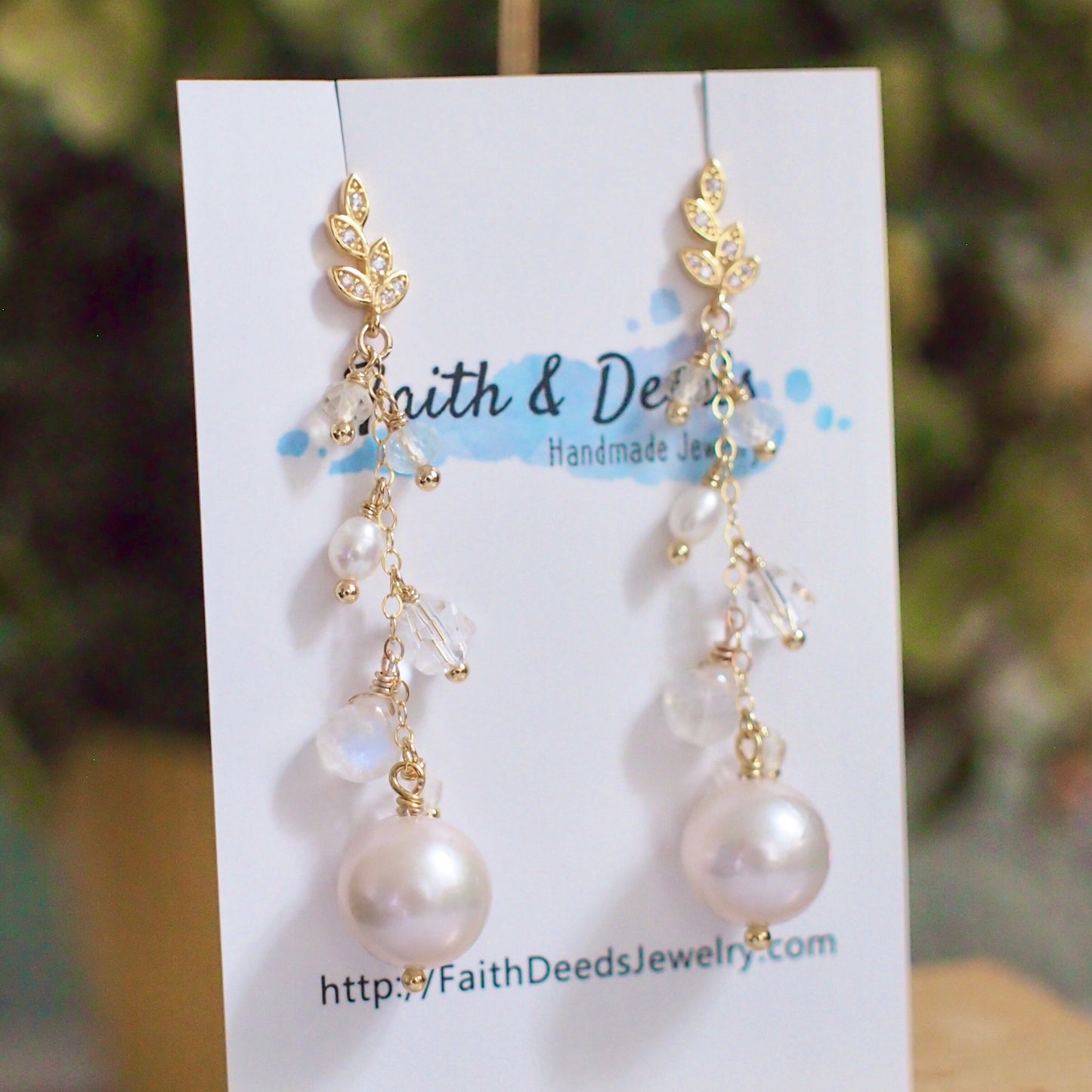 Fresh Water Pearl Earrings // Long Dangling Style // Sparkly & Graceful // 14K Gold-filled
