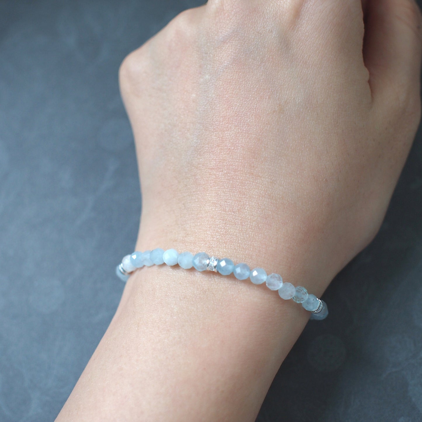 Aquamarine Bracelet // 925 Sterling Silver // Cute & Chic // Stackable