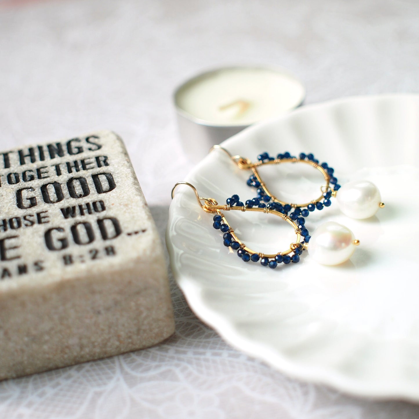 Baroque Pearls x Blue Quartz Earrings // 14K Gold-filled // Wire-wrapped // Precious & Elegant
