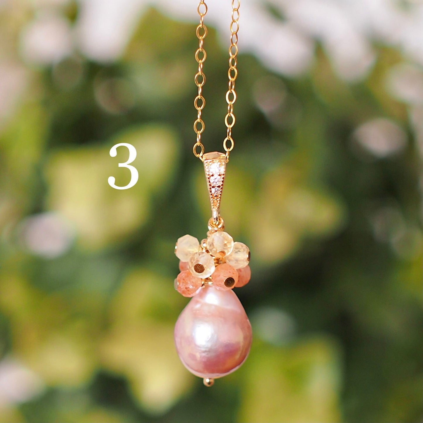 Edison Baroque Pearl Pendants // Natural Gem Cluster // 5 Different Colour Themes // 14K Gold-filled