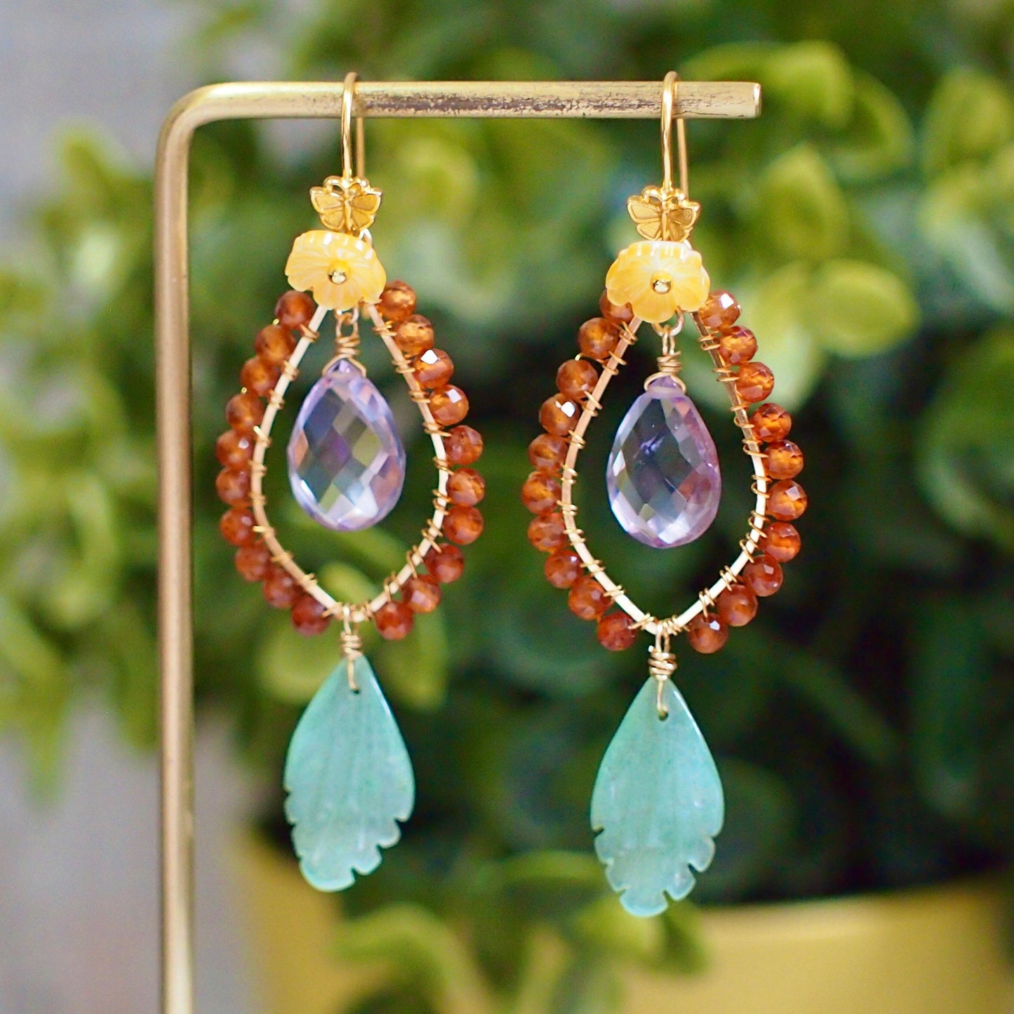 Amethyst Earrings // Statement Earrings // 14K Gold-filled // Wirewrapped Gems // Extravagant