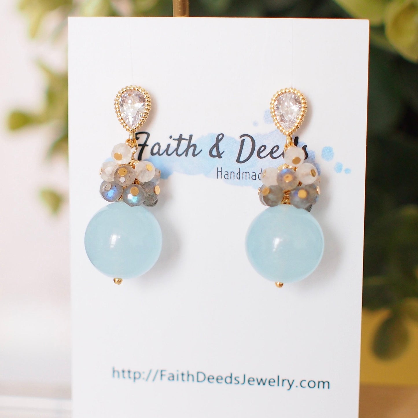Blue Chalcedony Earrings // Gem Cluster // Understated & Refreshing // 14K Gold-filled