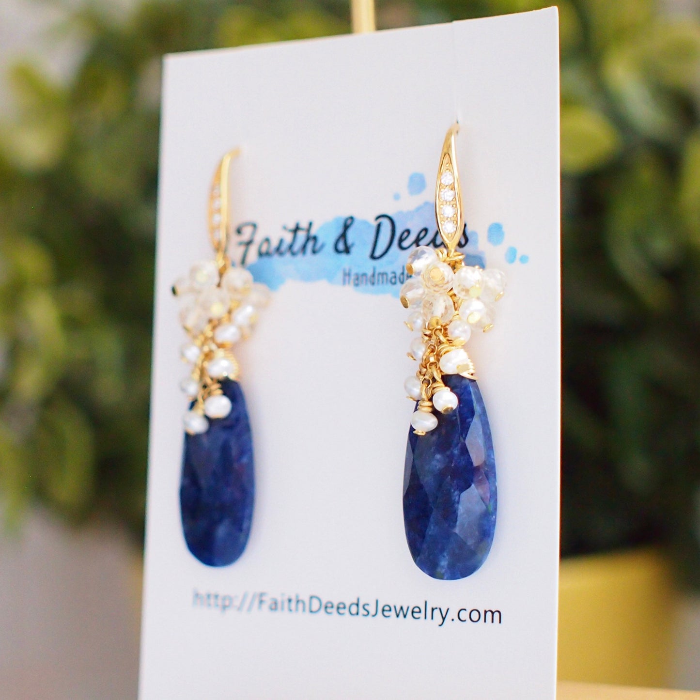 Sodalite Earrings // Statement Earrings // Gem Cluster // Pearls x Citrine Quartz // 14K Gold-filled // Elegant & Striking