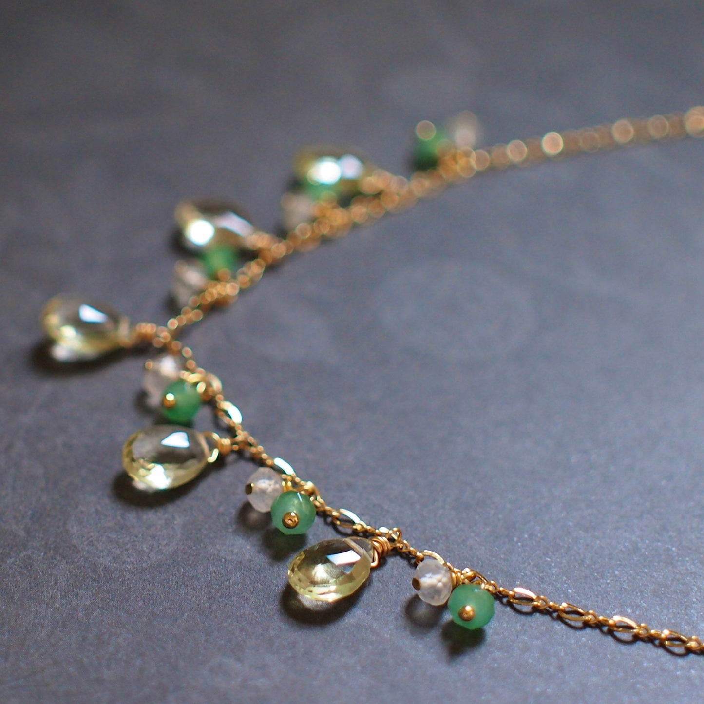 Citrine Quartz Necklace // Aventurine x Moonstones// 14K Gold-filled // Refreshing and Lovely