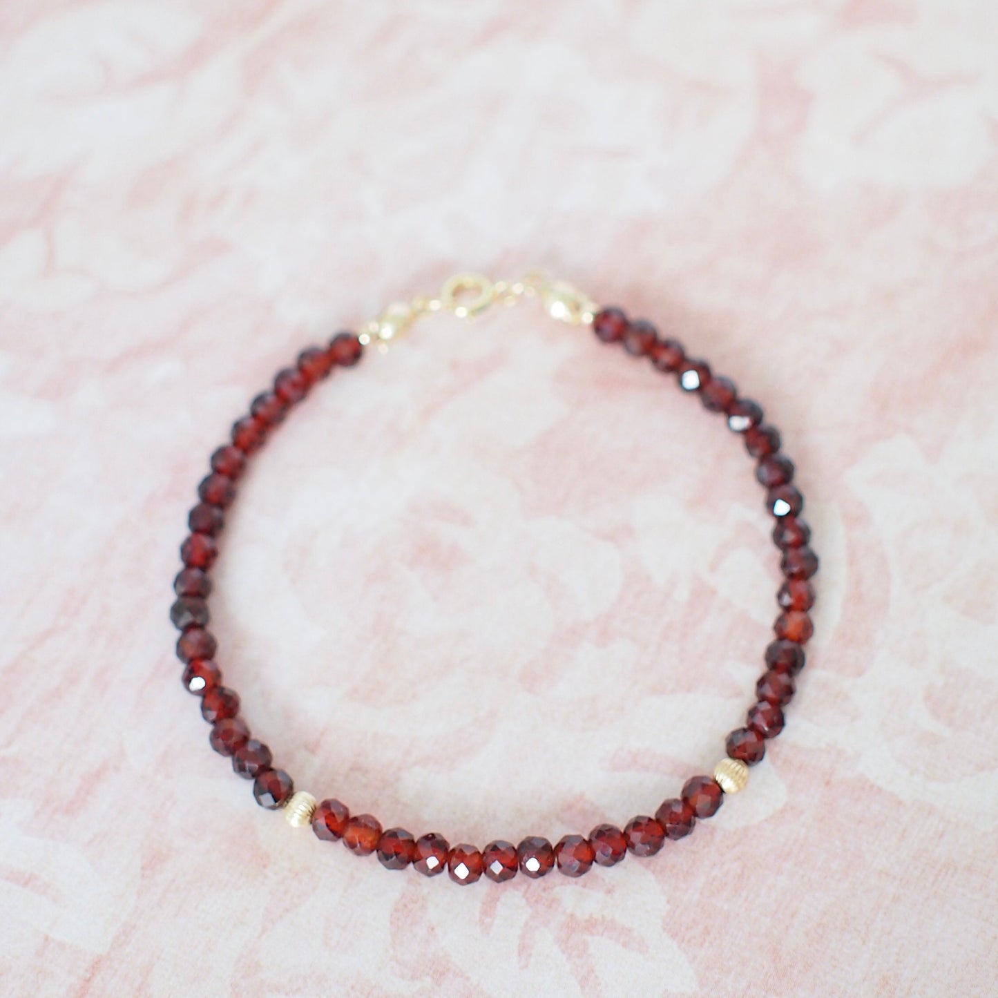 Garnet Bracelet // Feminine & Gorgeous // 14K Gold-filled