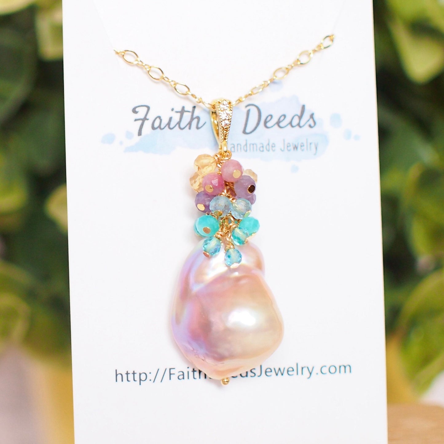 Rainbow Baroque Pearl Pendant // Flameball Pearl // Statement Necklace // Unicorn Colour // 14K Gold-filled