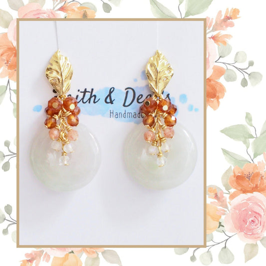 Type A Burmese Jade Donut Earrings // Pearl Cluster // Mother of Pearl Flower // 14K Gold-filled // Romantic & Elegant