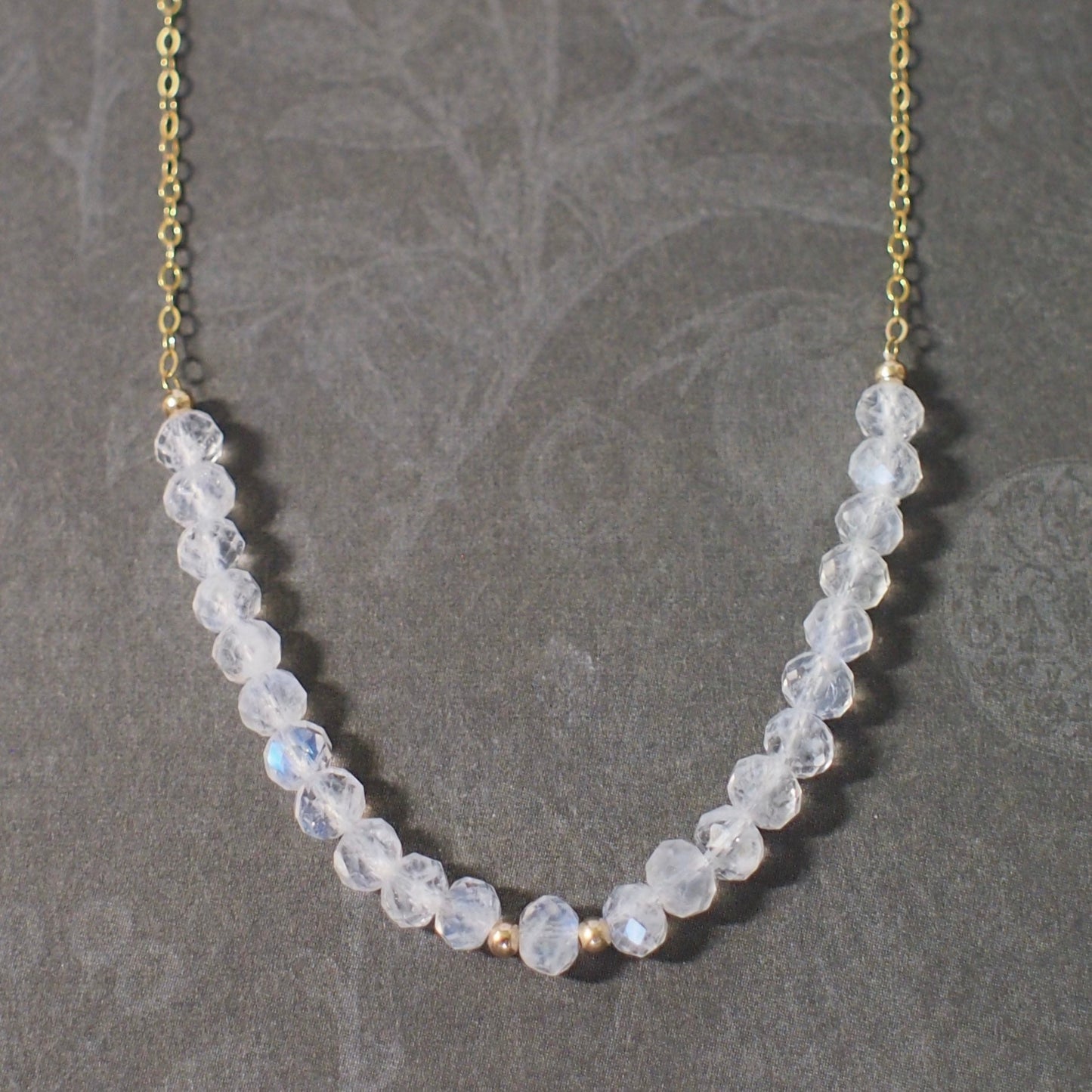 Rainbow Moonstone Rondelle Necklace // 14K Gold-filled // Dainty & Graceful