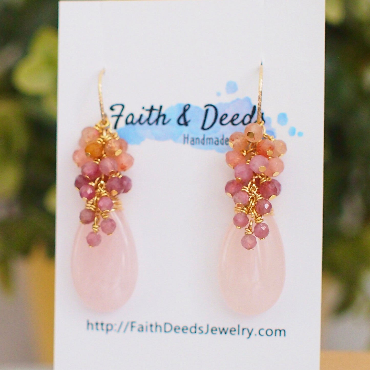 Rose Quartz Earrings // Statement Earrings // 14K Gold-filled // Gem Cluster // Sweet & Stunning