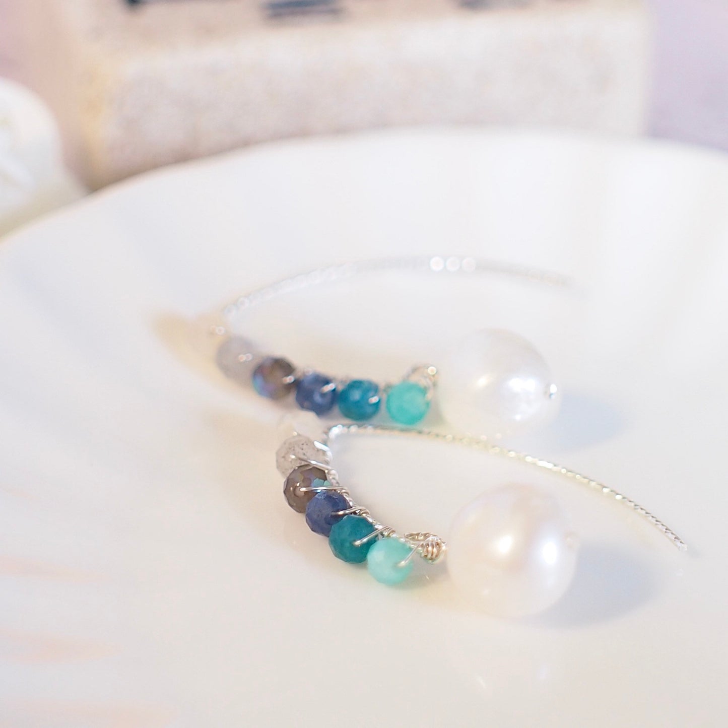 Baroque Pearls x Natural Gems Earrings // Chic & Sweet // 925 Sterling Silver // Wirewrapped