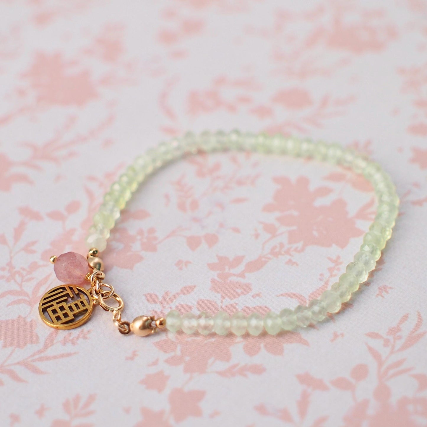 Prehnite Bracelet // 14K Gold-filled // Light Apple Green // Stackable