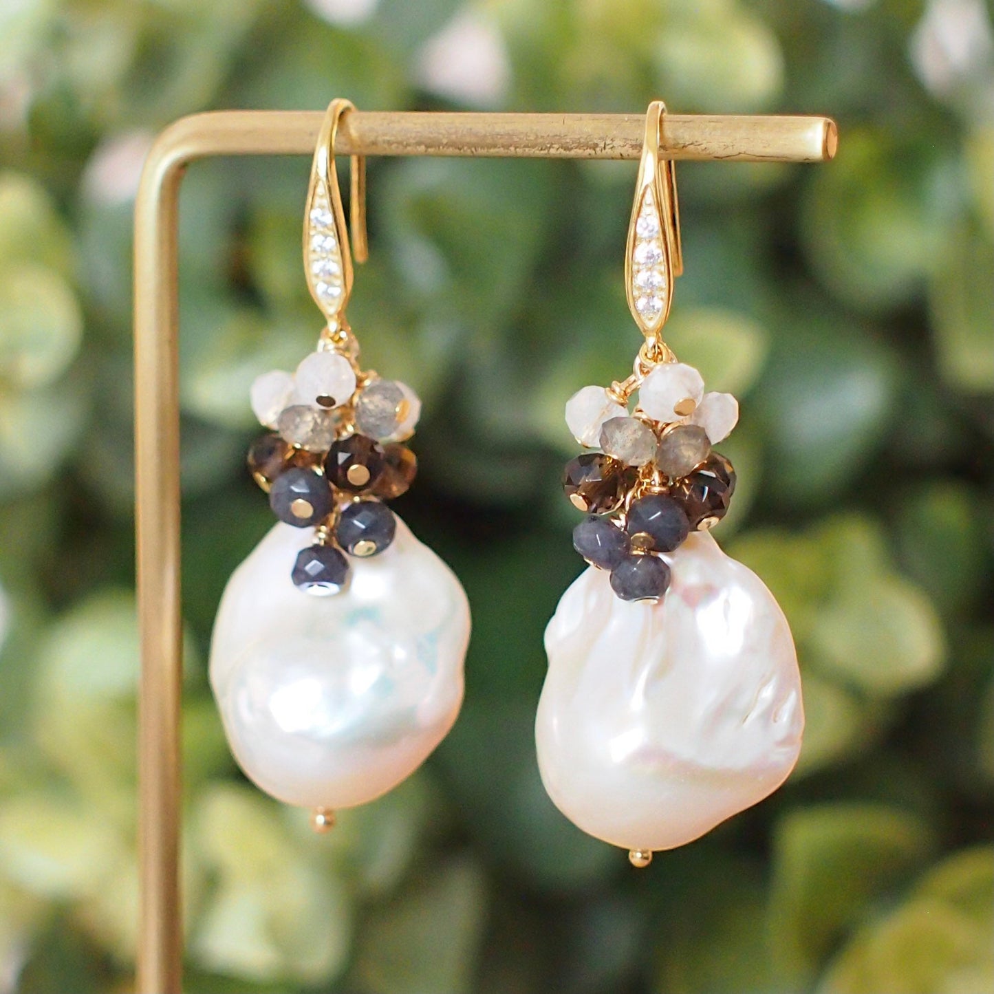Baroque Pearl Earrings // Flameball Pearls /Gem Cluster // 14K Gold-filled // Elegant & Timeless