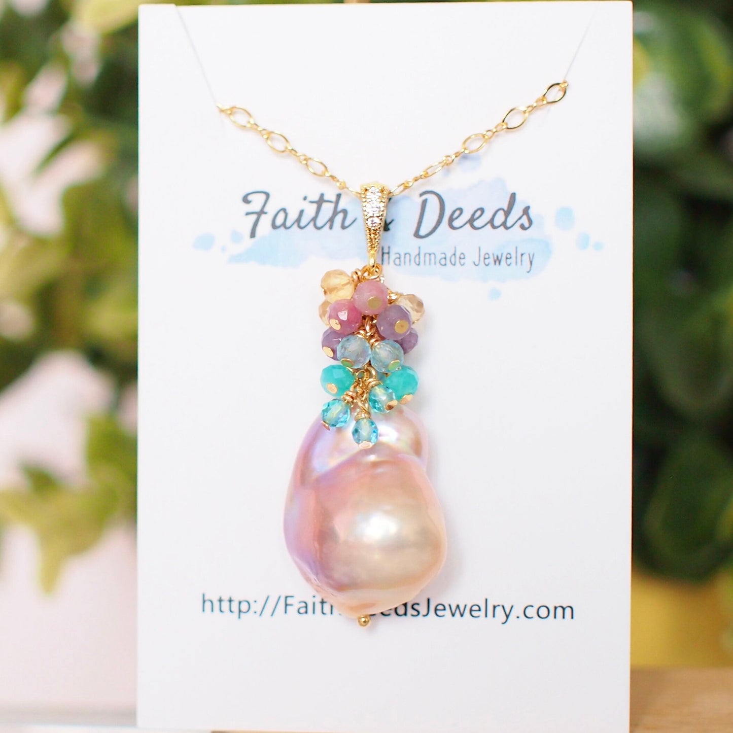 Rainbow Baroque Pearl Pendant // Flameball Pearl // Statement Necklace // Unicorn Colour // 14K Gold-filled