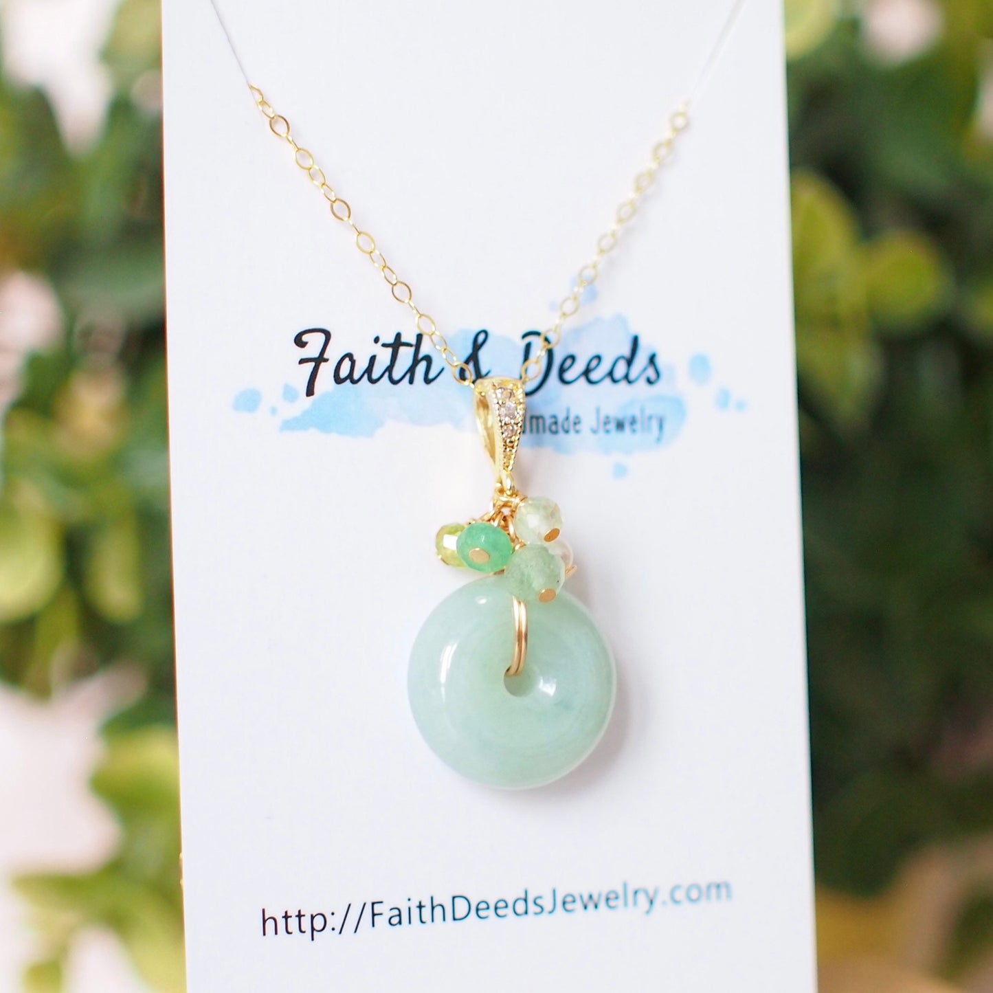 Type A Burmese Jade Donut Pendant // Green Gem Cluster // 14K Gold-filled // Lovely & Refreshing