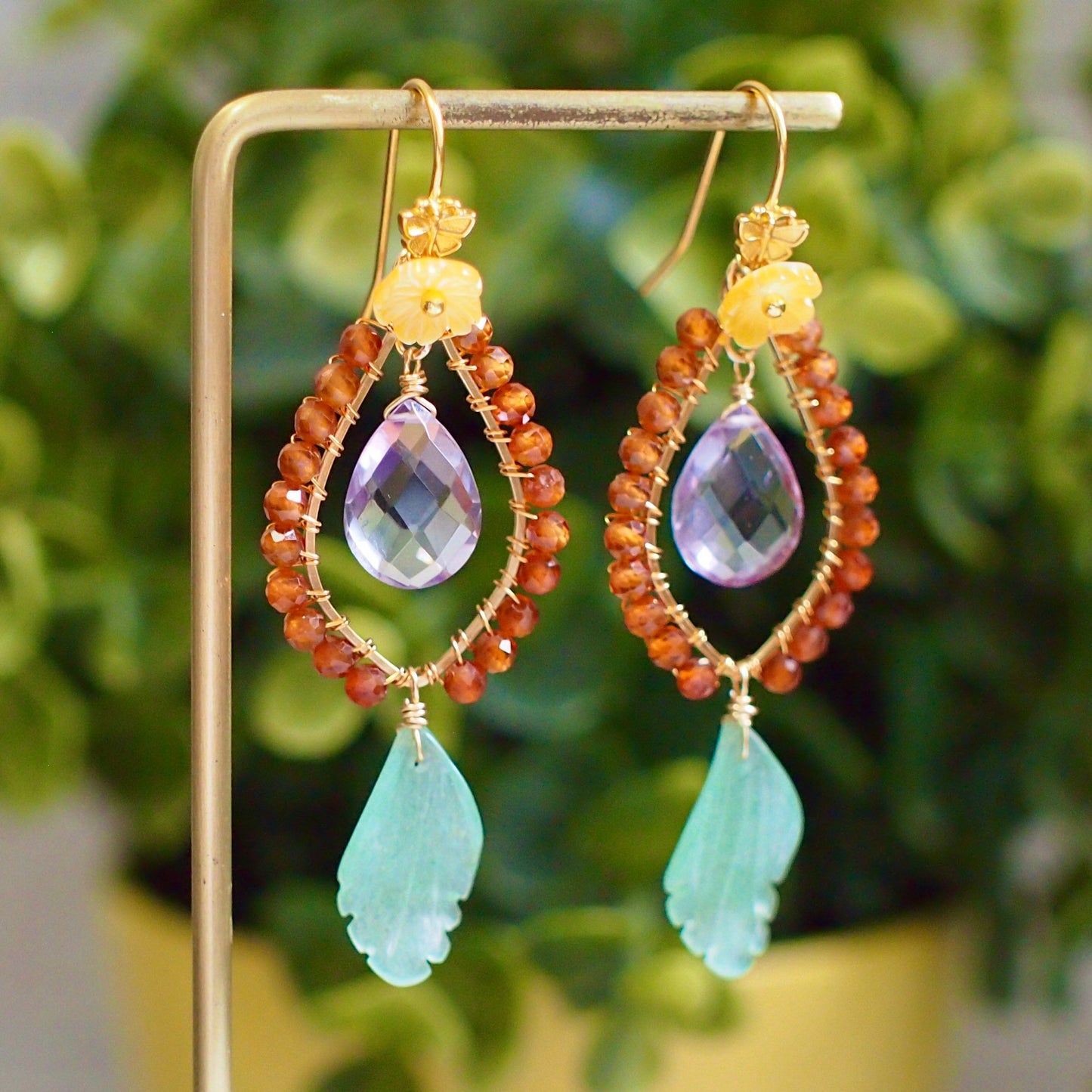 Amethyst Earrings // Statement Earrings // 14K Gold-filled // Wirewrapped Gems // Extravagant