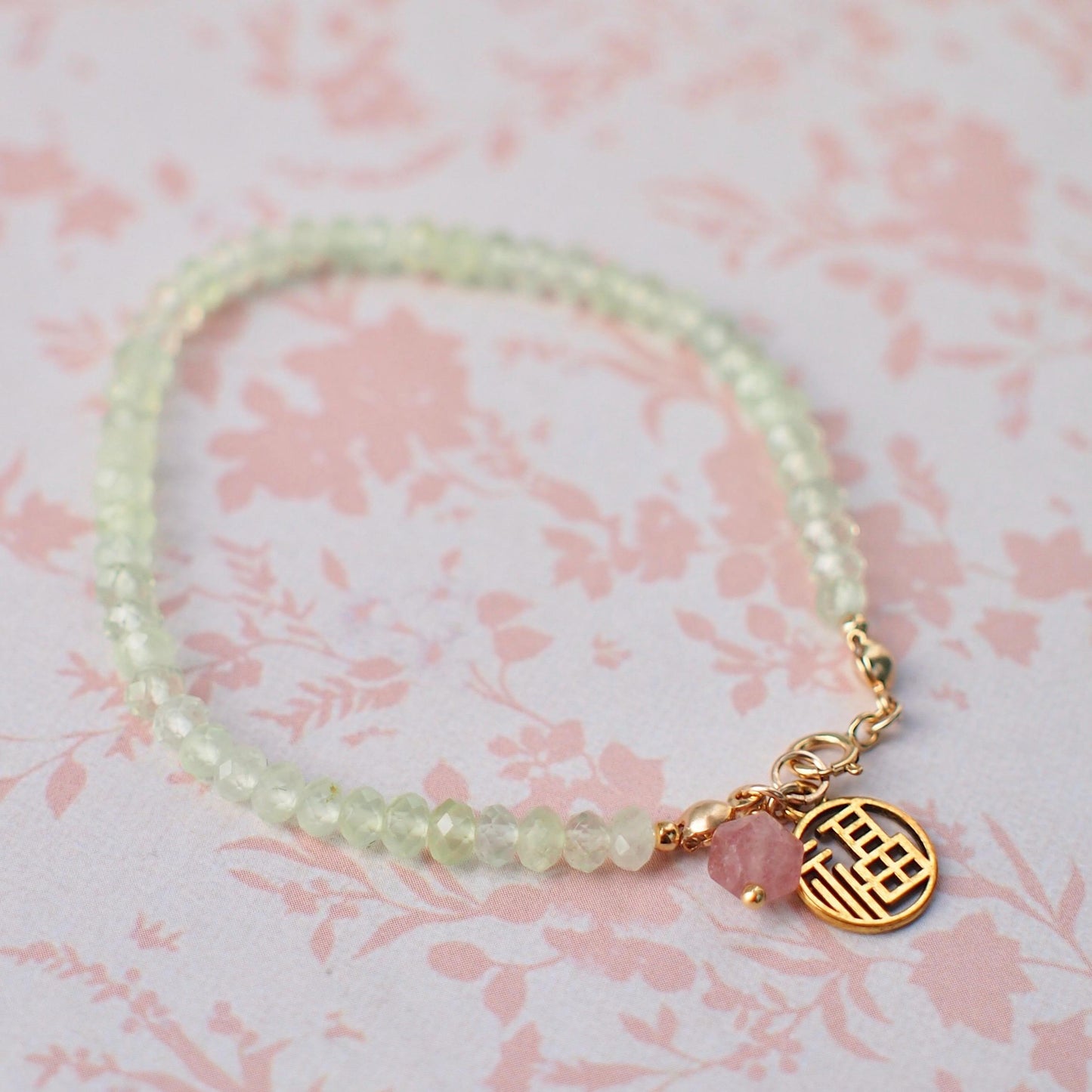 Prehnite Bracelet // 14K Gold-filled // Light Apple Green // Stackable