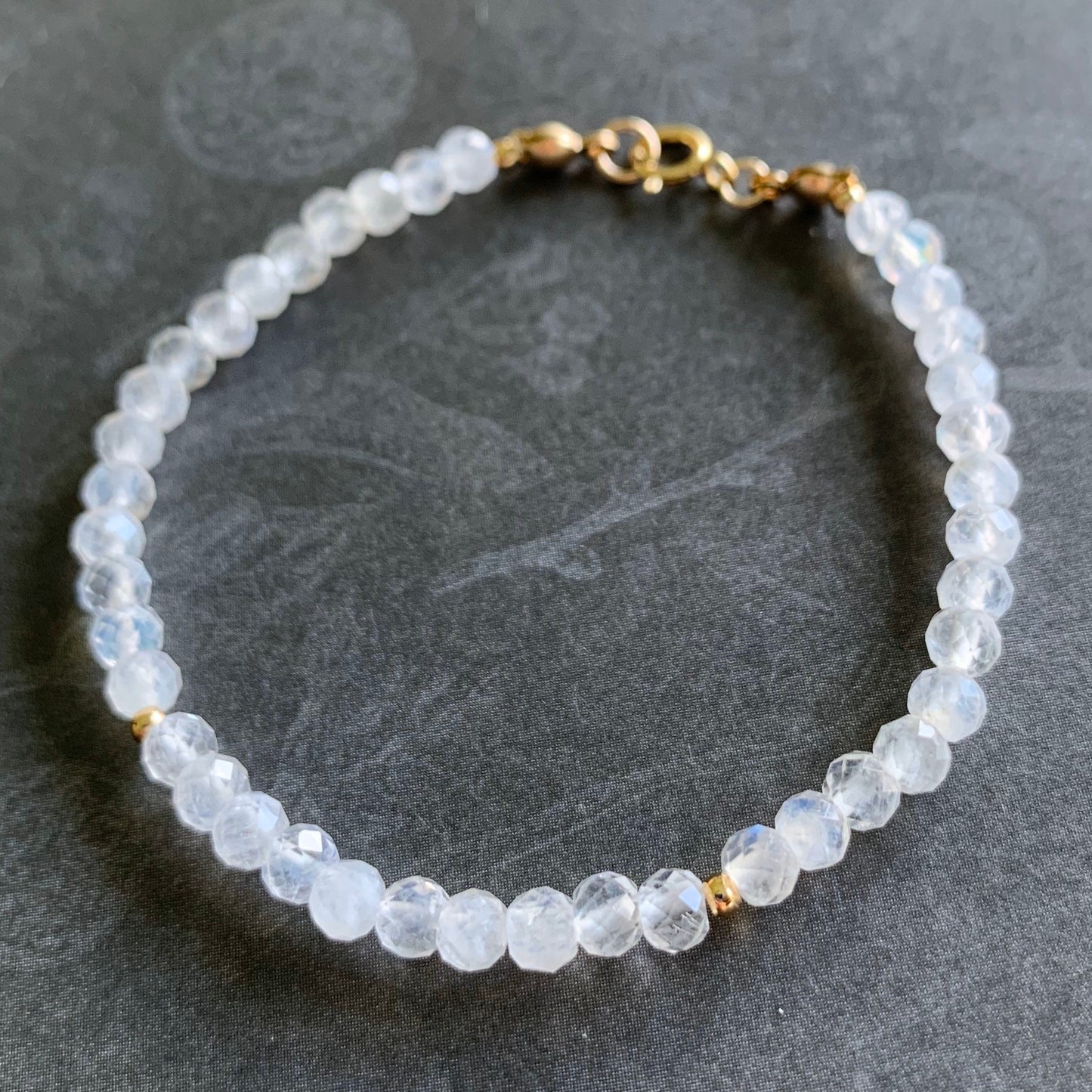 Blue Moonstones Bracelet // Rainbow Moonstones // Sparkly & Elegant // 14K Gold-filled // Stackable