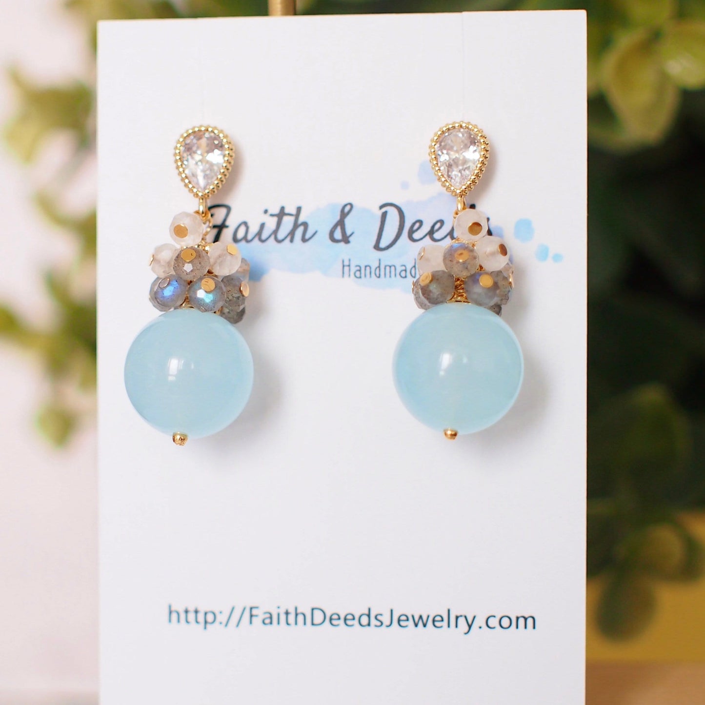 Blue Chalcedony Earrings // Gem Cluster // Understated & Refreshing // 14K Gold-filled