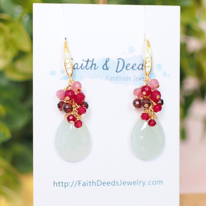 Type A Burmese Jade Drops Earrings // Oriental Theme // 14K Gold-filled // Feminine & Stunning
