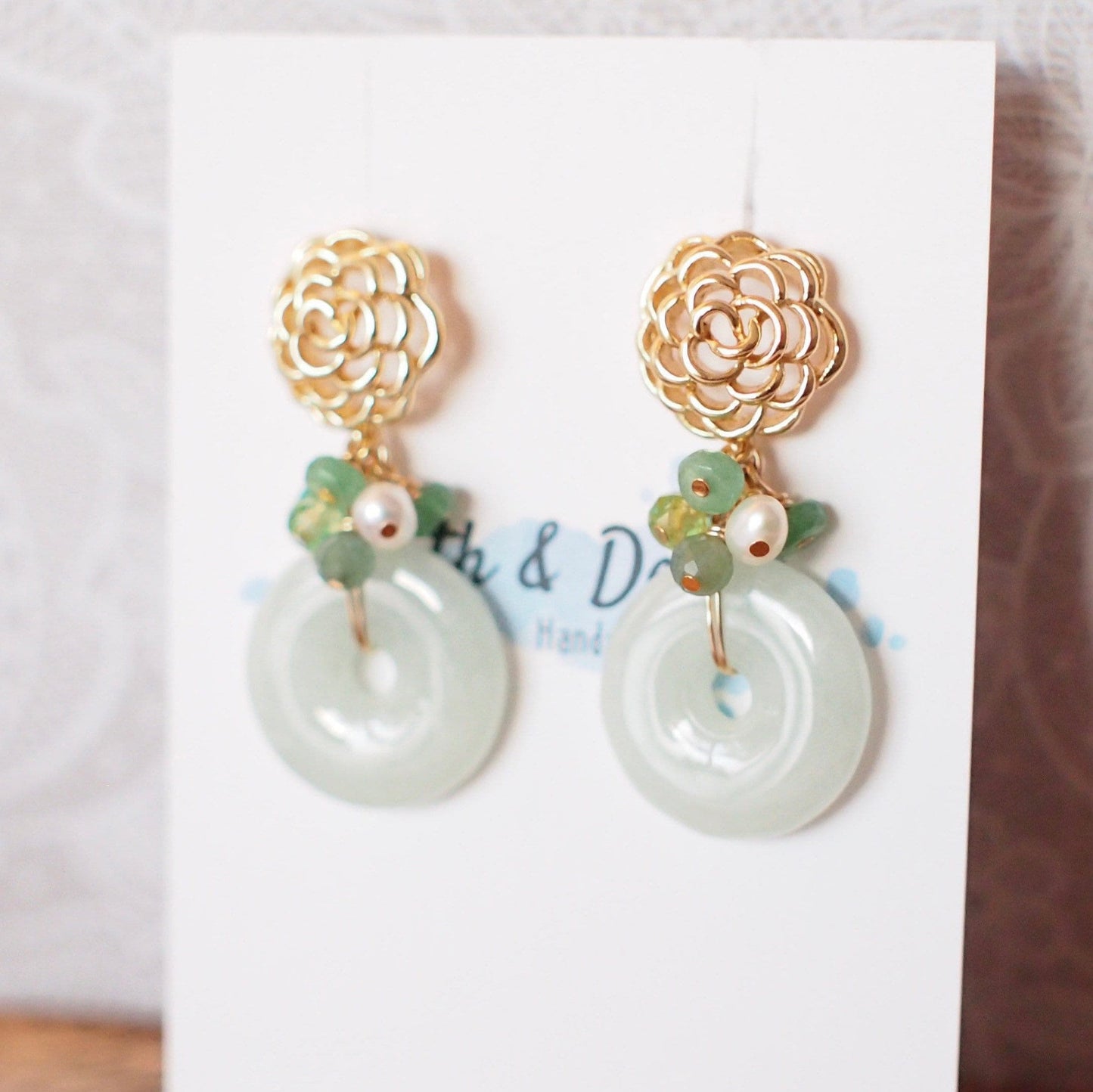 Type A Burmese Jade Donut Earrings // Green Gem Cluster // 14K Gold-filled // Unique & Elegant