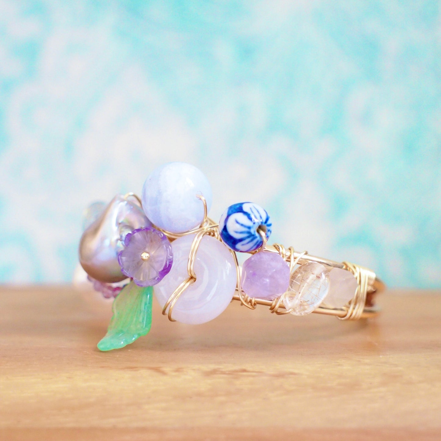 Cuff Bracelet // Gems & Pearls // One of a Kind