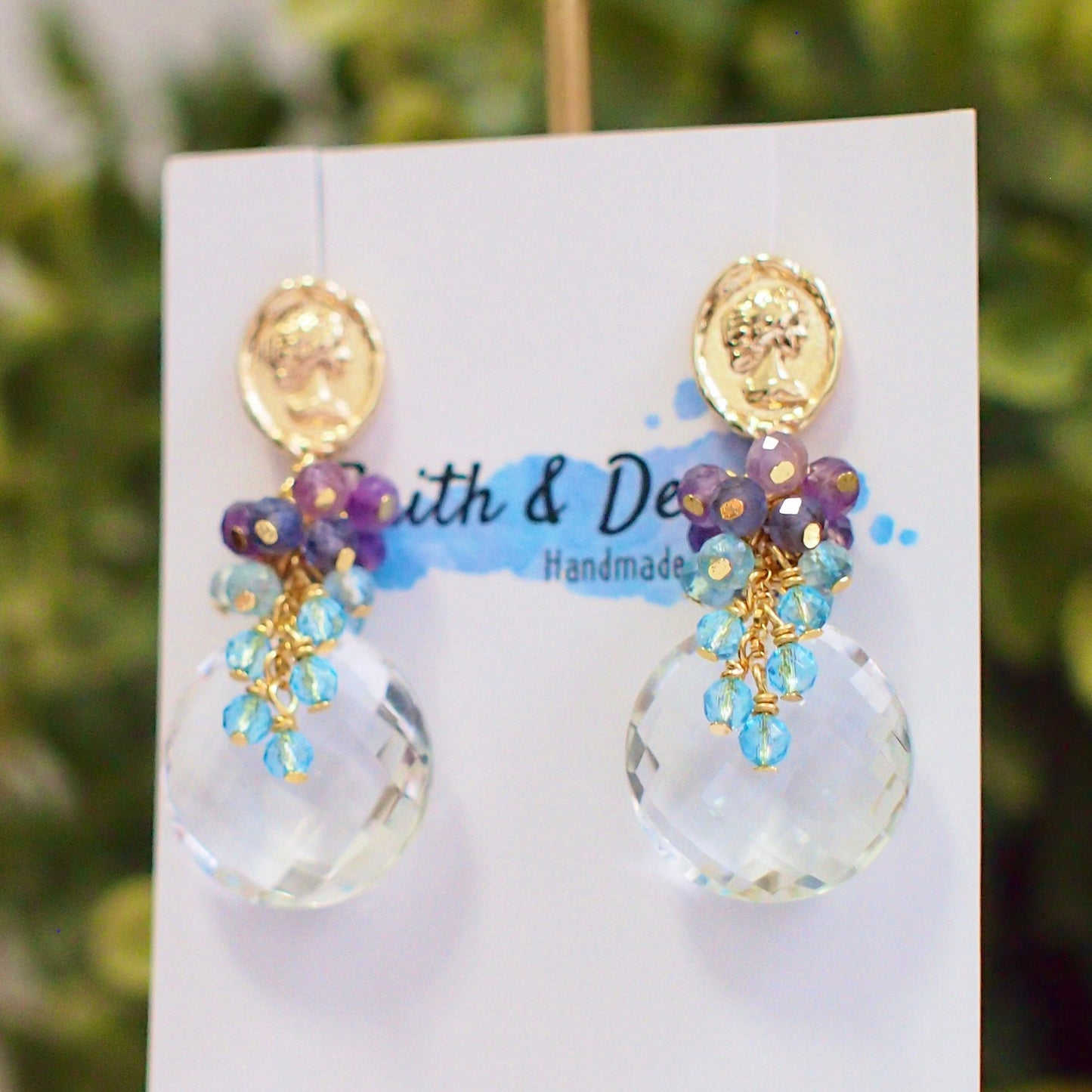 Natural Rock Crystal Earrings // Statement Earrings // 14K Gold-filled // Wire-wrapped // Sparkly & Chic