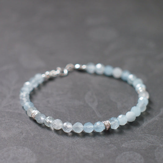 Aquamarine Bracelet // 925 Sterling Silver // Cute & Chic // Stackable