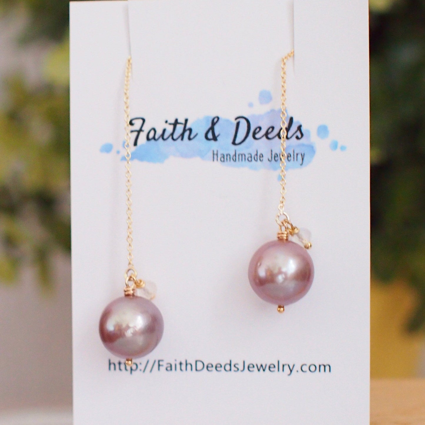 Purple Edison Pearl Earrings // Simple Threader Earrings // Rainbow Moonstone // 14K Gold-filled // Dangling Style // Sassy