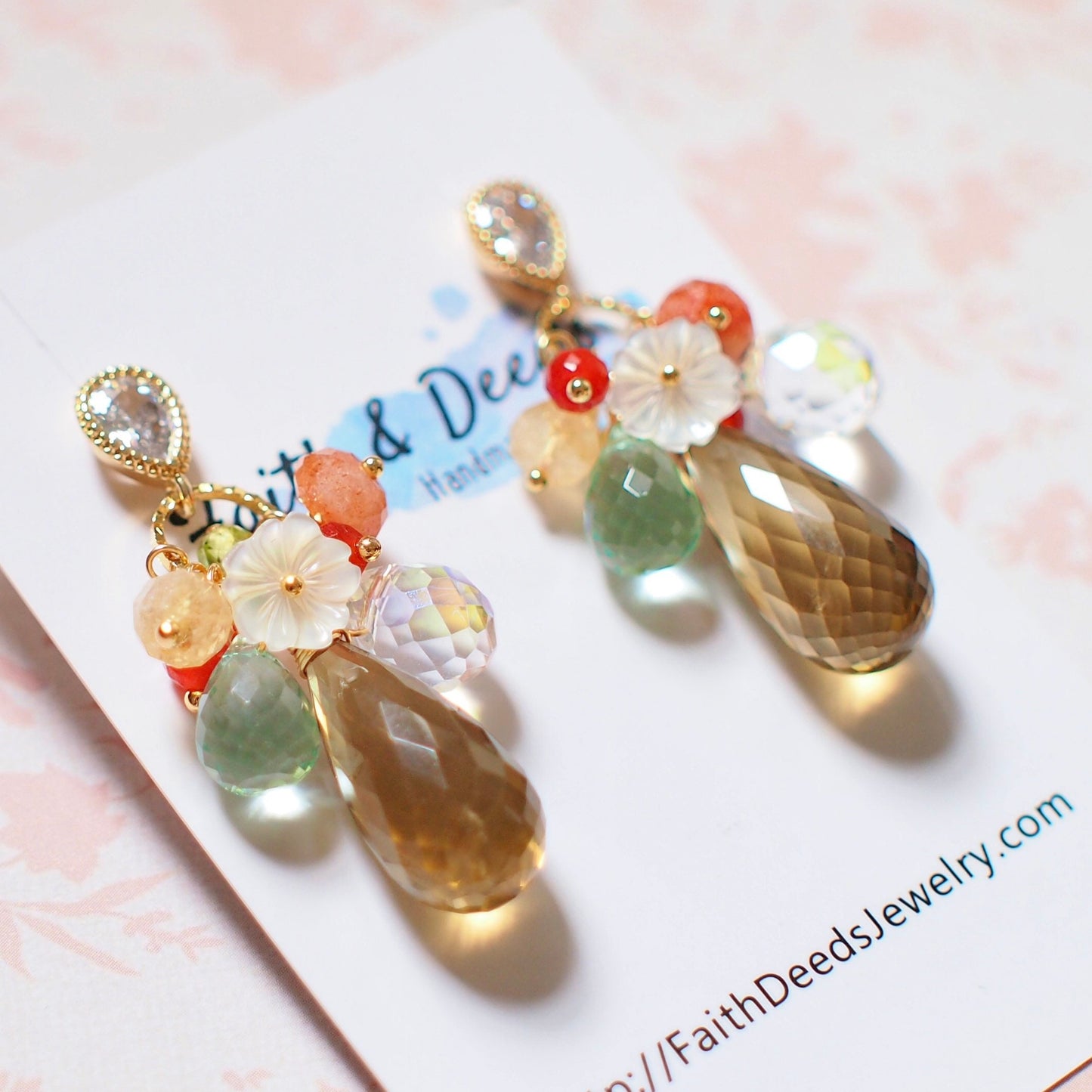 Honey Quartz Earrings // Statement Earrings // 14K Gold-filled // Vibrant & Sweet