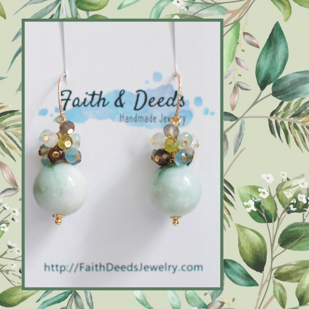 Type A Burmese Jade Ball Earrings // Gem Cluster // 14K Gold-filled // Elegant & Understated