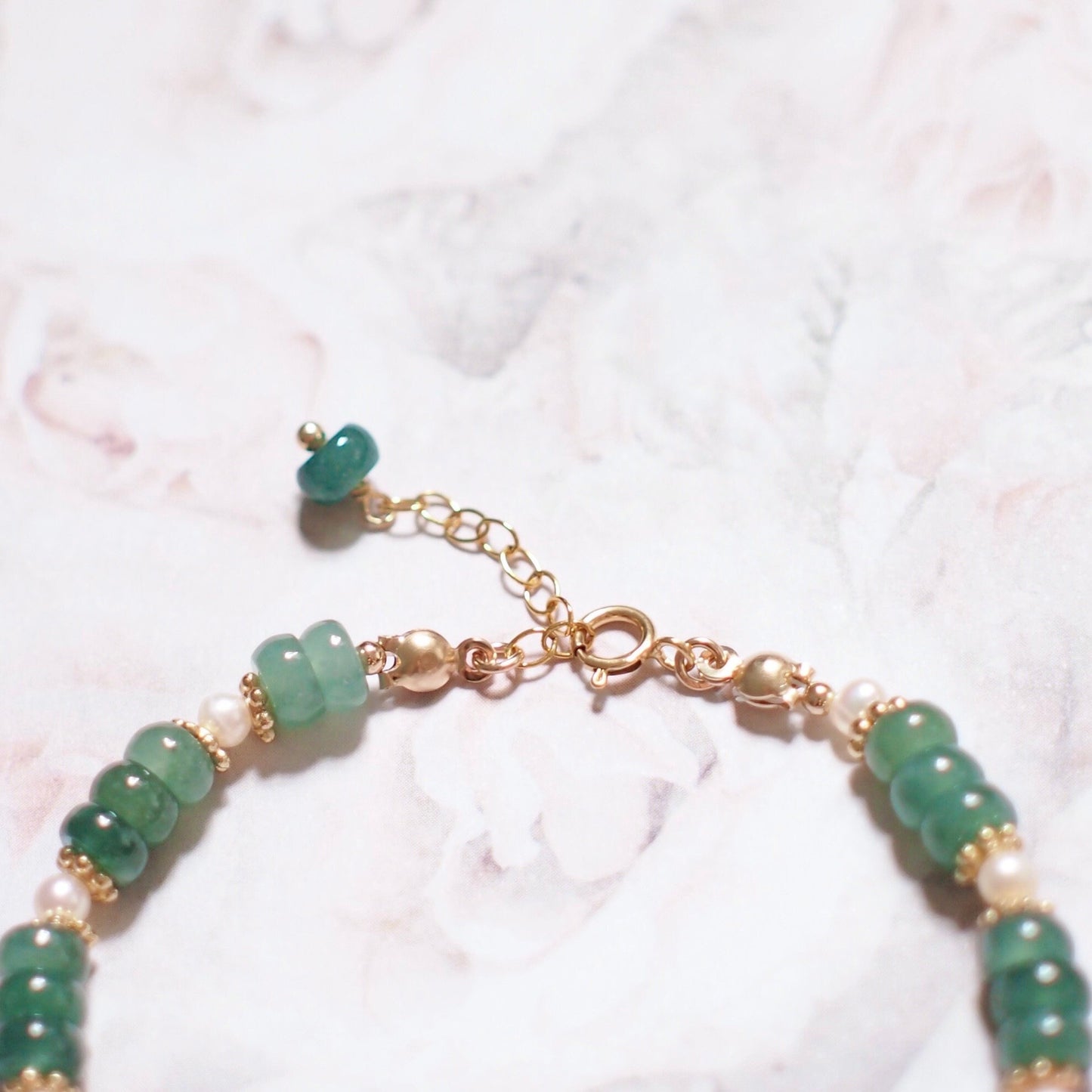 Type A Burmese Jade x Pearls Bracelet // Classic Style // 14K Gold-filled