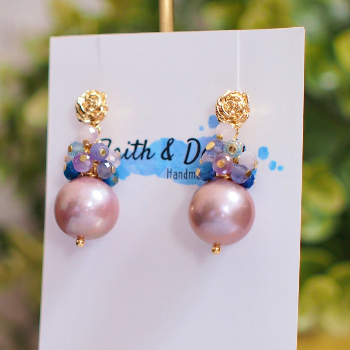 Purple Edison Pearl Earrings // Gem Cluster // 14K Gold-filled // Splendid & Gorgeous