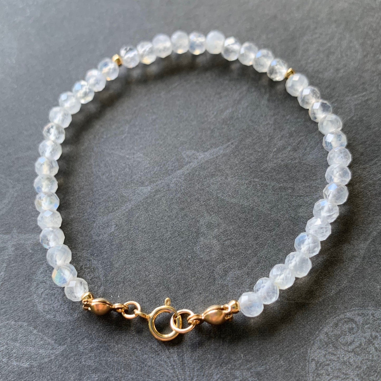Blue Moonstones Bracelet // Rainbow Moonstones // Sparkly & Elegant // 14K Gold-filled // Stackable
