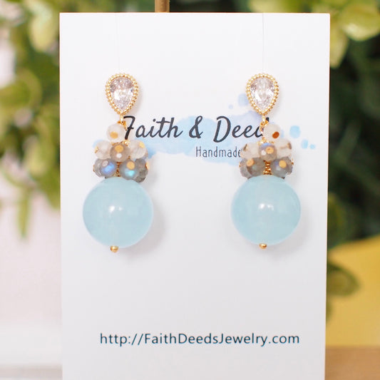 Blue Chalcedony Earrings // Gem Cluster // Understated & Refreshing // 14K Gold-filled