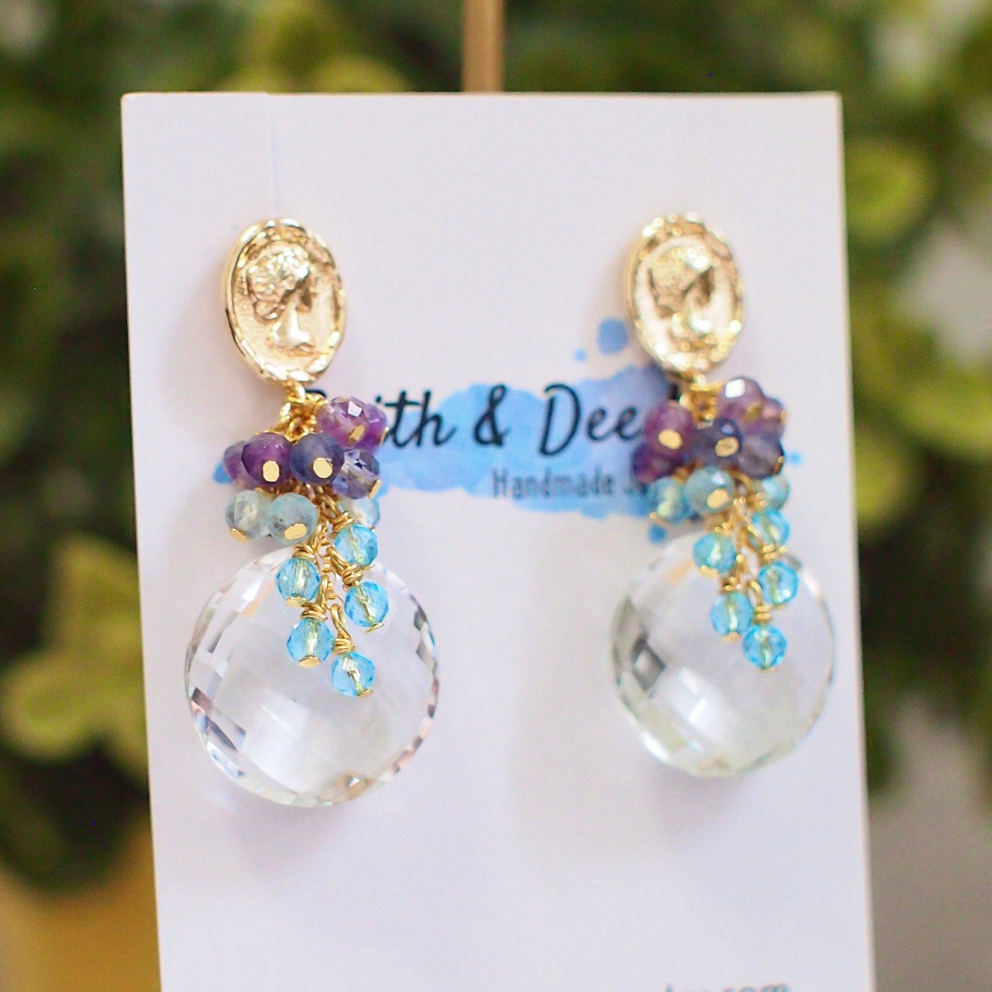 Natural Rock Crystal Earrings // Statement Earrings // 14K Gold-filled // Wire-wrapped // Sparkly & Chic