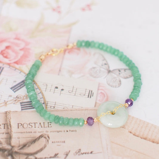 Type A Burmese Jade Donut Bracelet // Feminine & Elegant // 14K Gold-filled