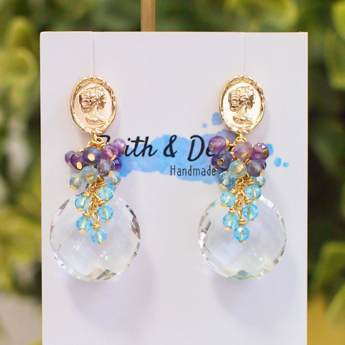 Natural Rock Crystal Earrings // Statement Earrings // 14K Gold-filled // Wire-wrapped // Sparkly & Chic
