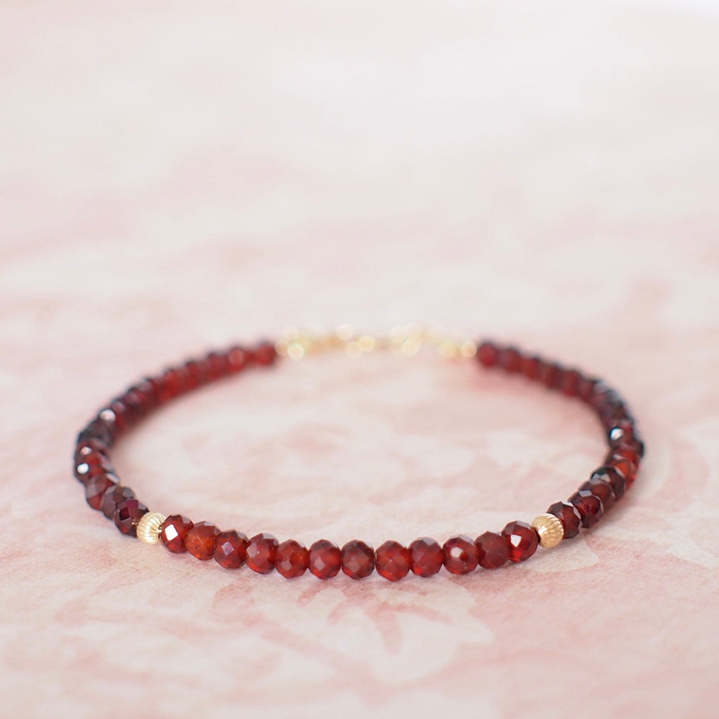 Garnet Bracelet // Feminine & Gorgeous // 14K Gold-filled