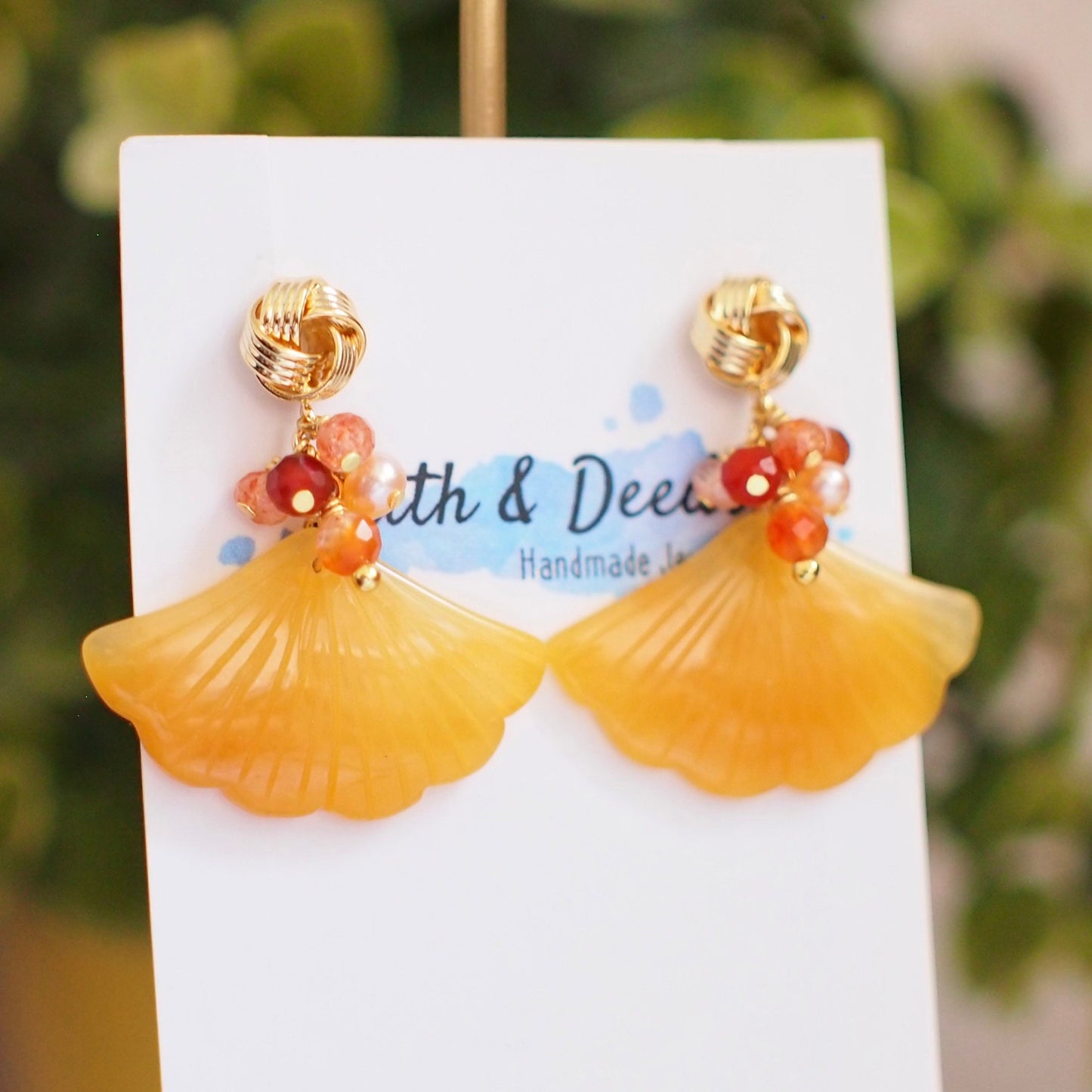Type A Yellow Jade Earrings // Statement Earrings // Gems Cluster // Charming & Elegant