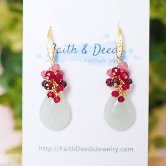 Type A Burmese Jade Drops Earrings // Oriental Theme // 14K Gold-filled // Feminine & Stunning