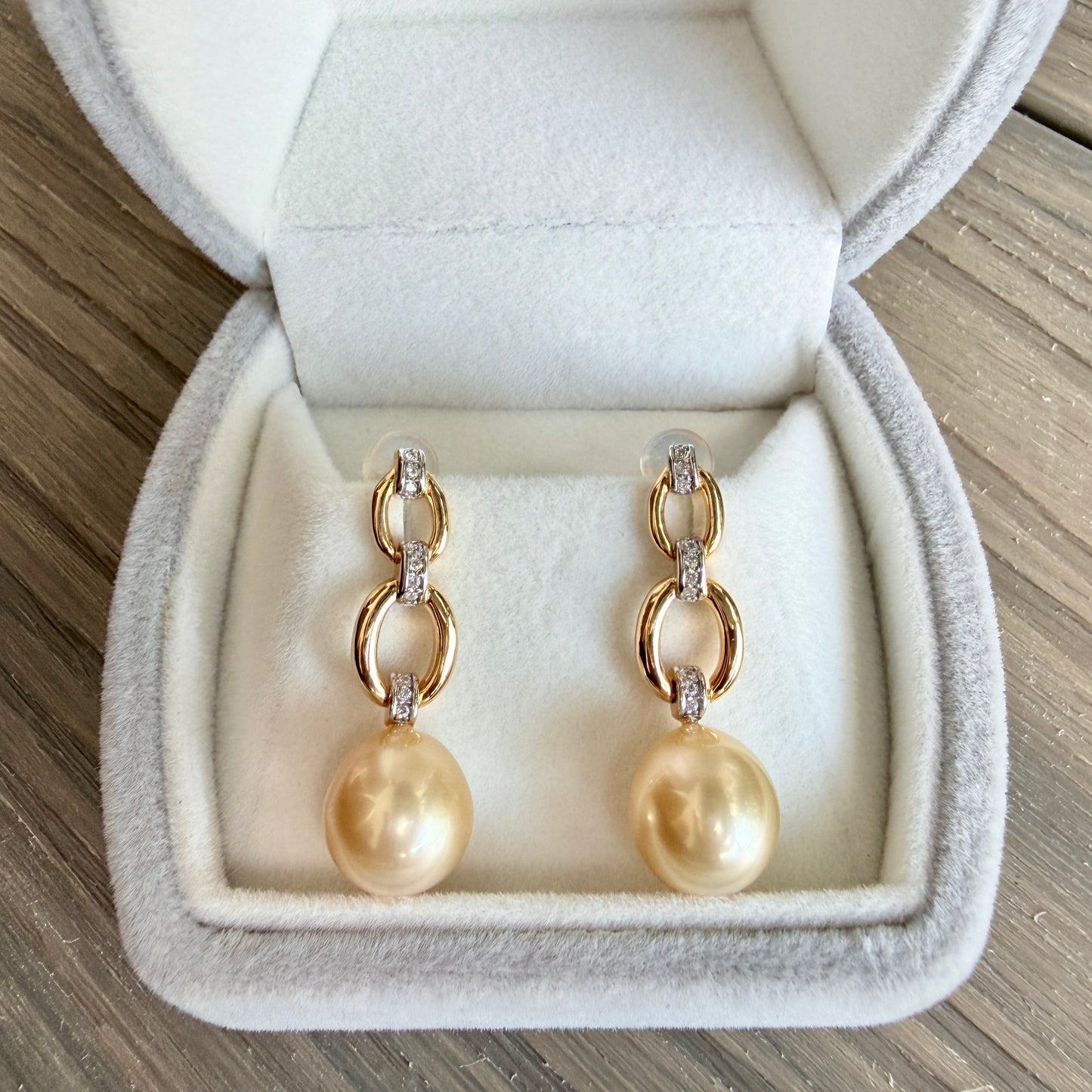 11mm Teardrop Golden South Sea Pearl Earrings