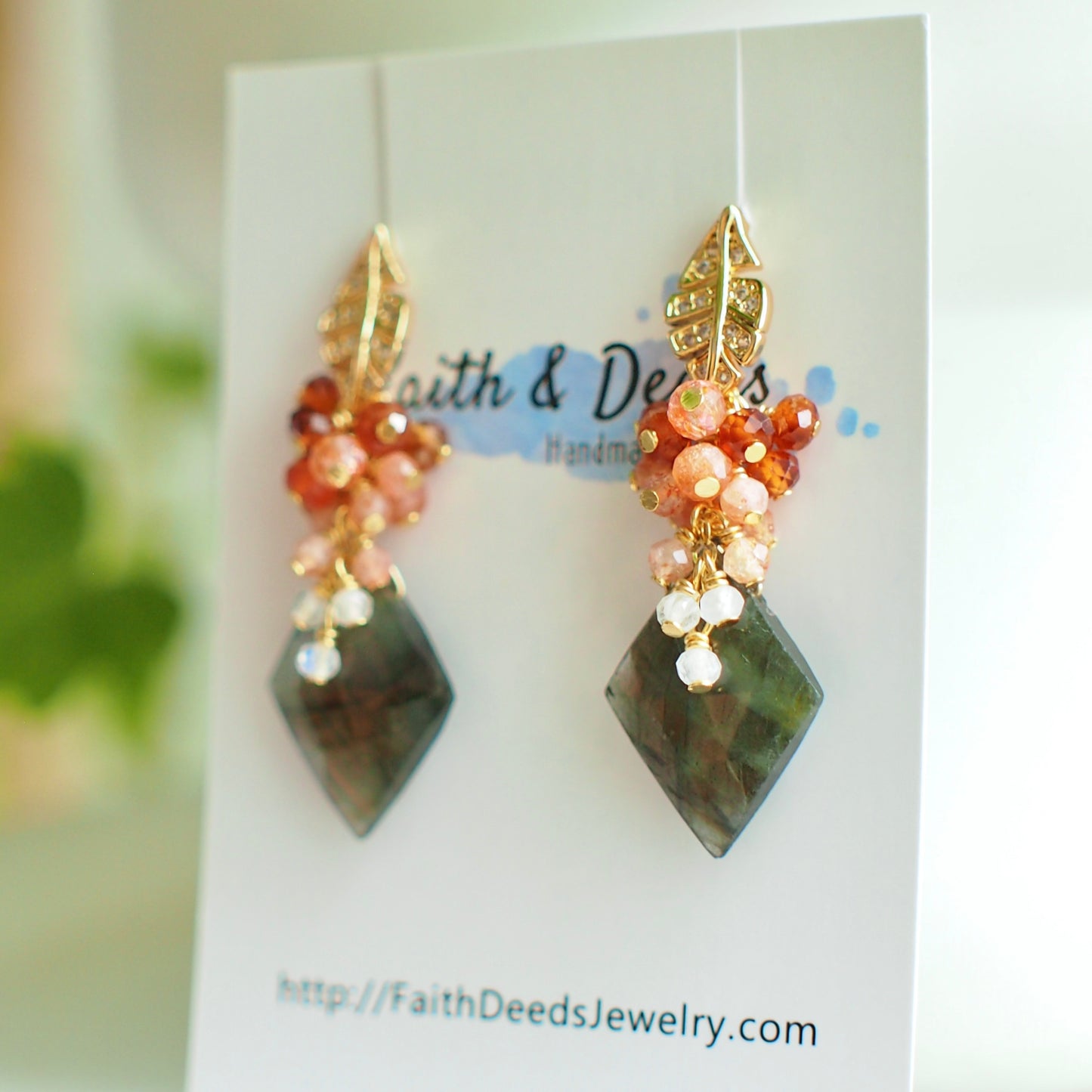 Labradorite Statement Earrings // 14K Gold-filled // Gem Cluster