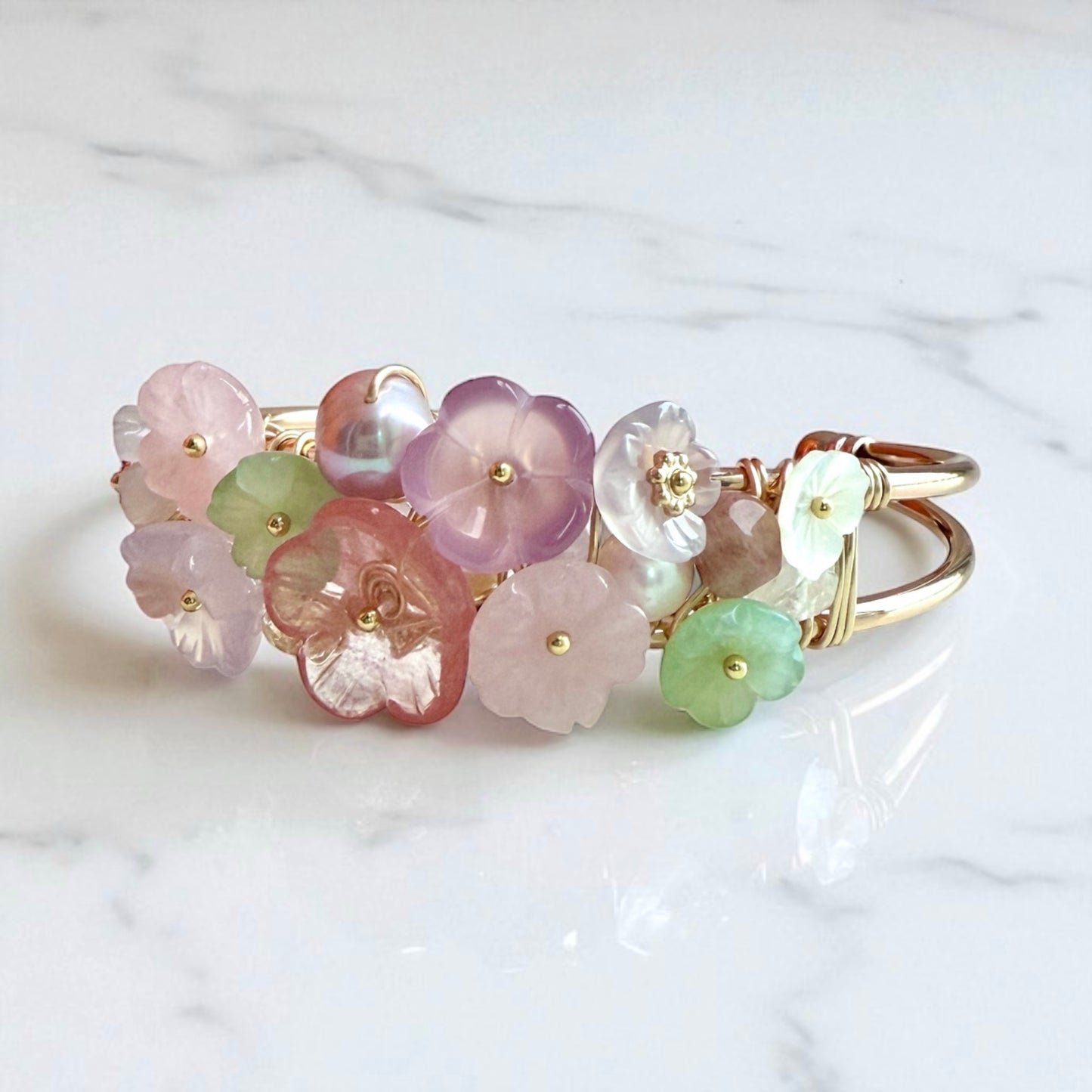 Cuff Bracelet // Gems & Pearls // Garden Theme