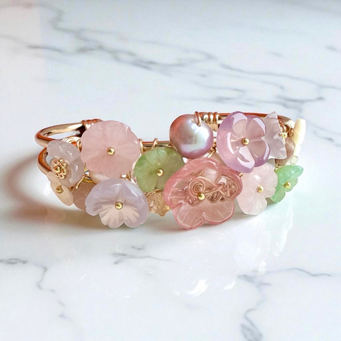 Cuff Bracelet // Gems & Pearls // Garden Theme