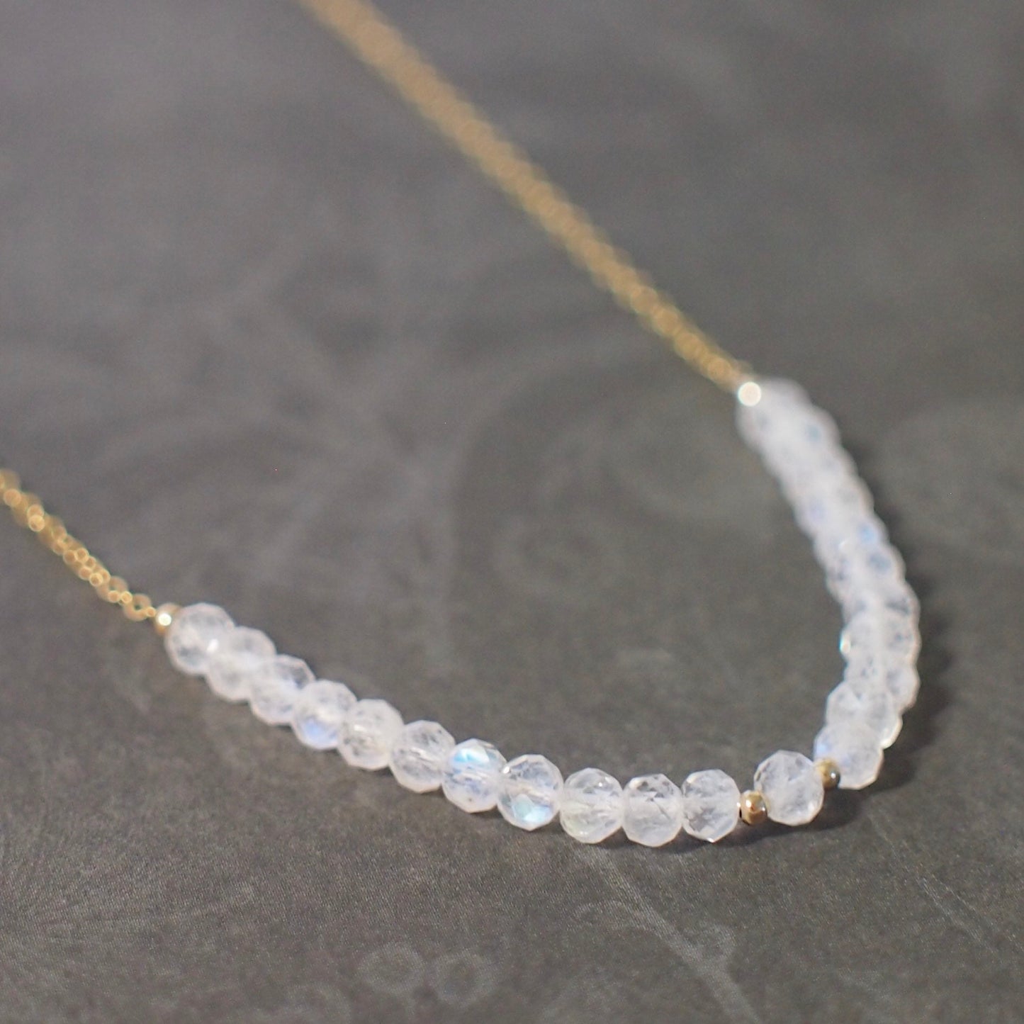Rainbow Moonstone Rondelle Necklace // 14K Gold-filled // Dainty & Graceful