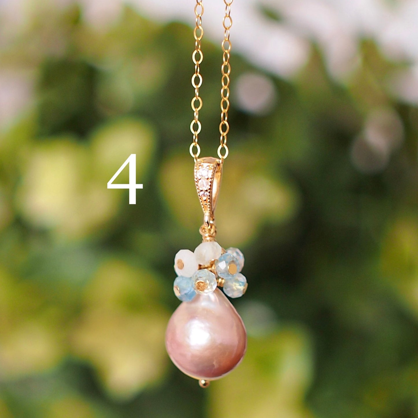 Edison Baroque Pearl Pendants // Natural Gem Cluster // 5 Different Colour Themes // 14K Gold-filled